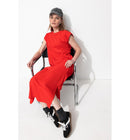 Longue Robe T-shirt Femme - Rouge Uni Colore