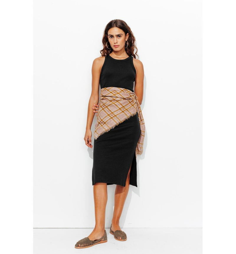 Robe Débardeur Mi-longue - Noir Uni Fonce