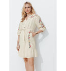 Robe Courte Point de Croix - Naturel Uni Clair