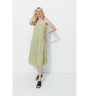 Robe Évasée en Gaze de Coton - Kaki Uni Clair