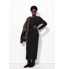 Robe Longue en Jersey Femme - Noir Uni Fonce