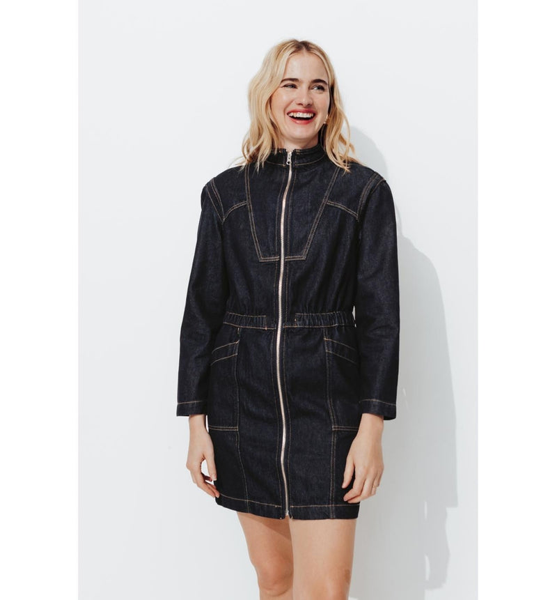 Robe Courte Denim Brut Femme - Jeans Uni Fonce