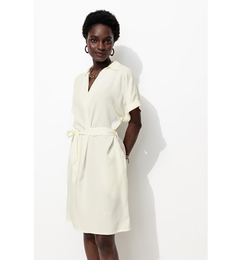 Robe Tunique Ceinturée Femme - Naturel Uni Clair