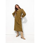 Robe Longue Brodée Femme - Kaki Uni Clair
