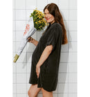 Robe Courte en Gaze de Coton - Gris Uni Fonce