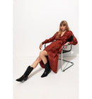 Robe Midi Satin Jacquard - Marron Uni Clair