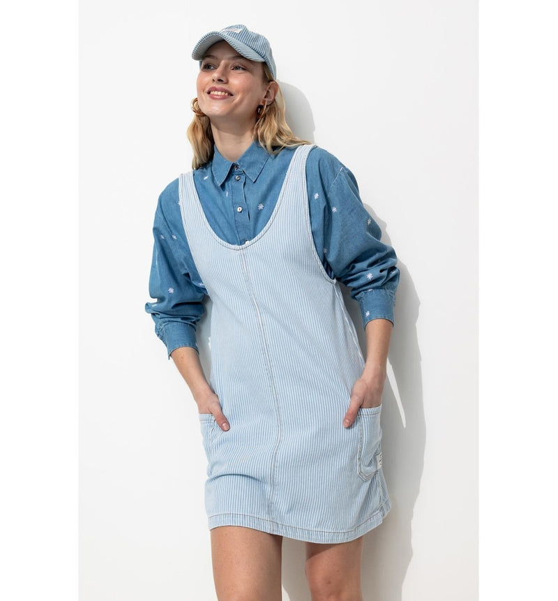 Robe-salopette en Jean Rayé - Multicolore Raye