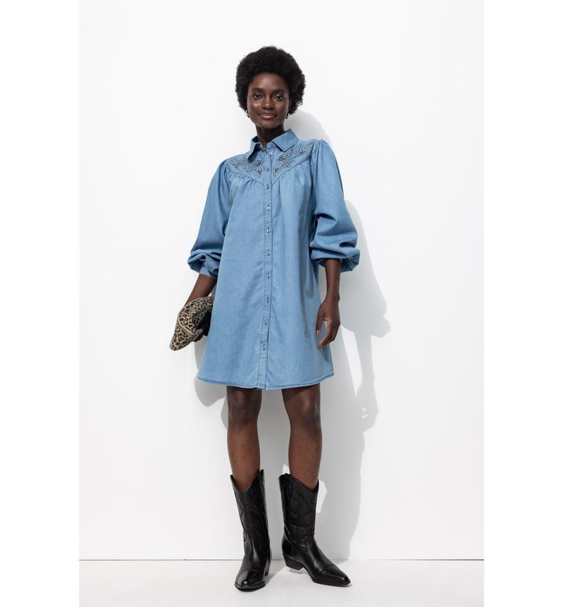 Robe-chemise Perlée Femme - Jeans Uni Fonce