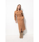 Robe Safari Midi Femme - Rose Uni Colore