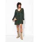 Robe Courte Brodée Femme - Vert Uni Colore