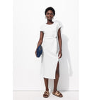 Robe Mi-longue en Jersey - Blanc Uni Clair