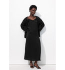 Robe Longue en Satin Femme - Noir Uni Fonce