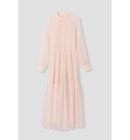 Robe Longue Volantée Femme - Rose Uni Colore