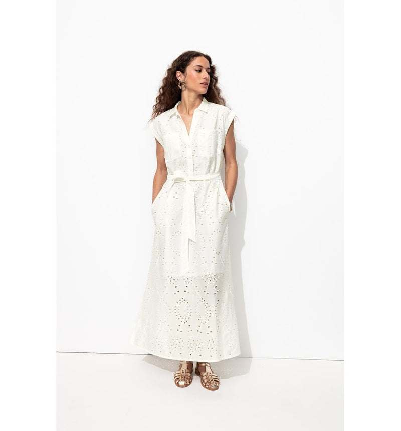 Longue Robe Broderie Anglaise - Naturel Uni Clair