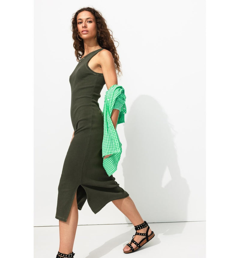 Robe-débardeur Éco-conçue - Kaki Uni Fonce