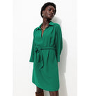 Robe Courte Ceinturée Femme - Vert Uni Colore