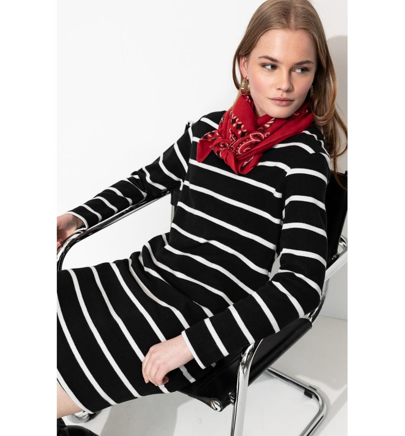 Robe Marinière en Coton - Noir Raye