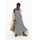 Robe Longue à Fines Bretelles - Noir Imprime