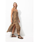 Robe Longue à Fines Bretelles - Marron Imprime
