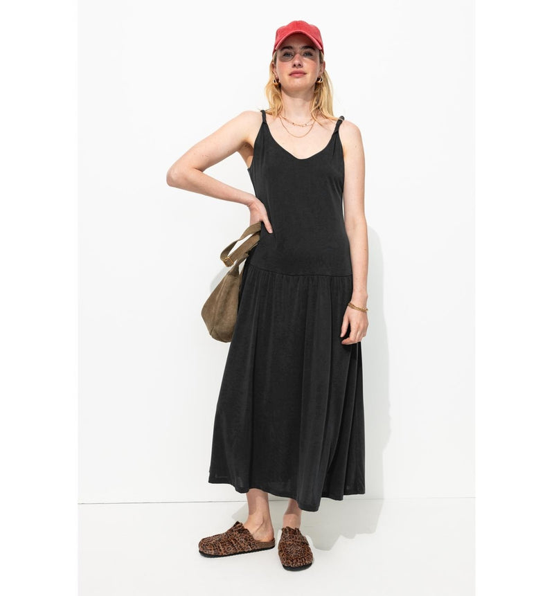 Robe-débardeur Unie Femme - Noir Uni Fonce