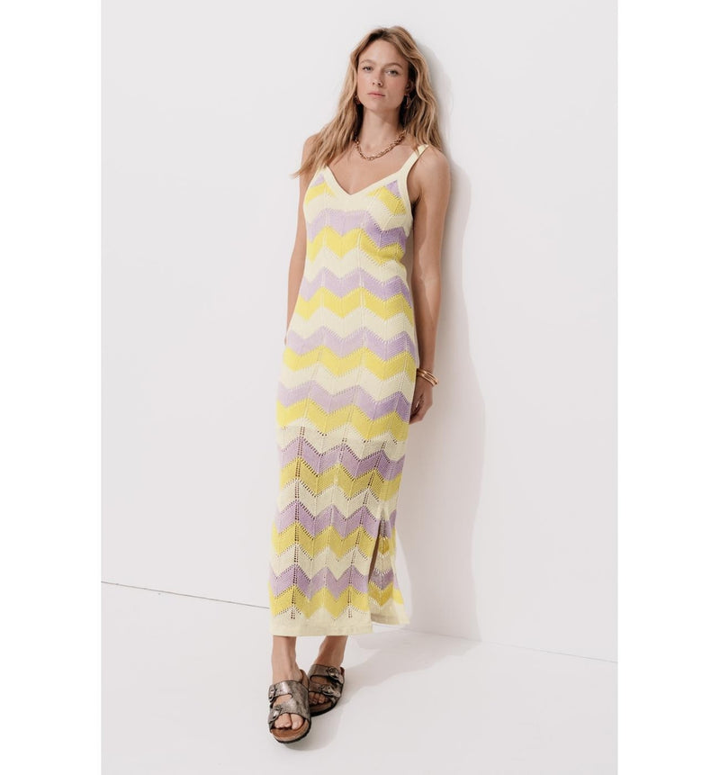 Robe Longue en Maille Femme - Multicolore Raye