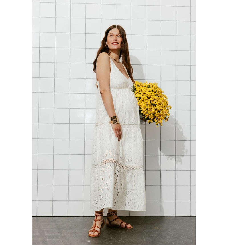 Robe en Broderie Anglaise - Naturel Uni Clair