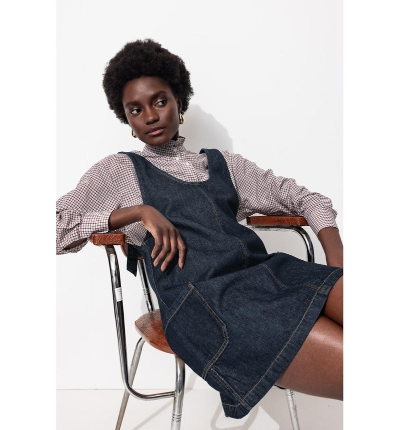 Robe-salopette en Jean Femme - Jeans Uni Fonce