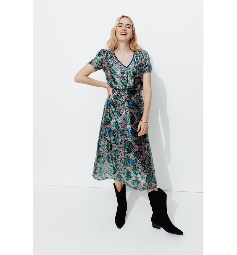 Robe Longue à Paillettes - Multicolore Imprime