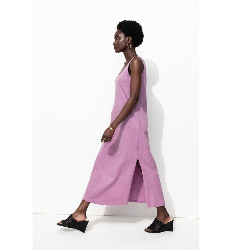 Robe Longue en Jersey Femme - Violet Uni Colore