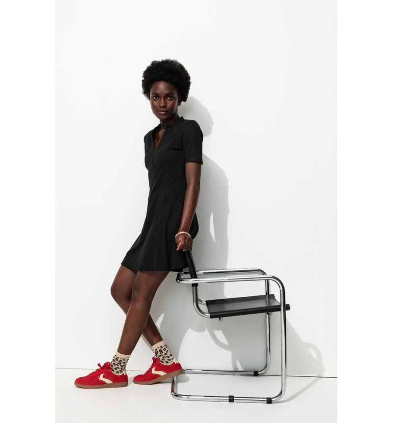 Robe Courte en Jersey Femme - Noir Uni Fonce
