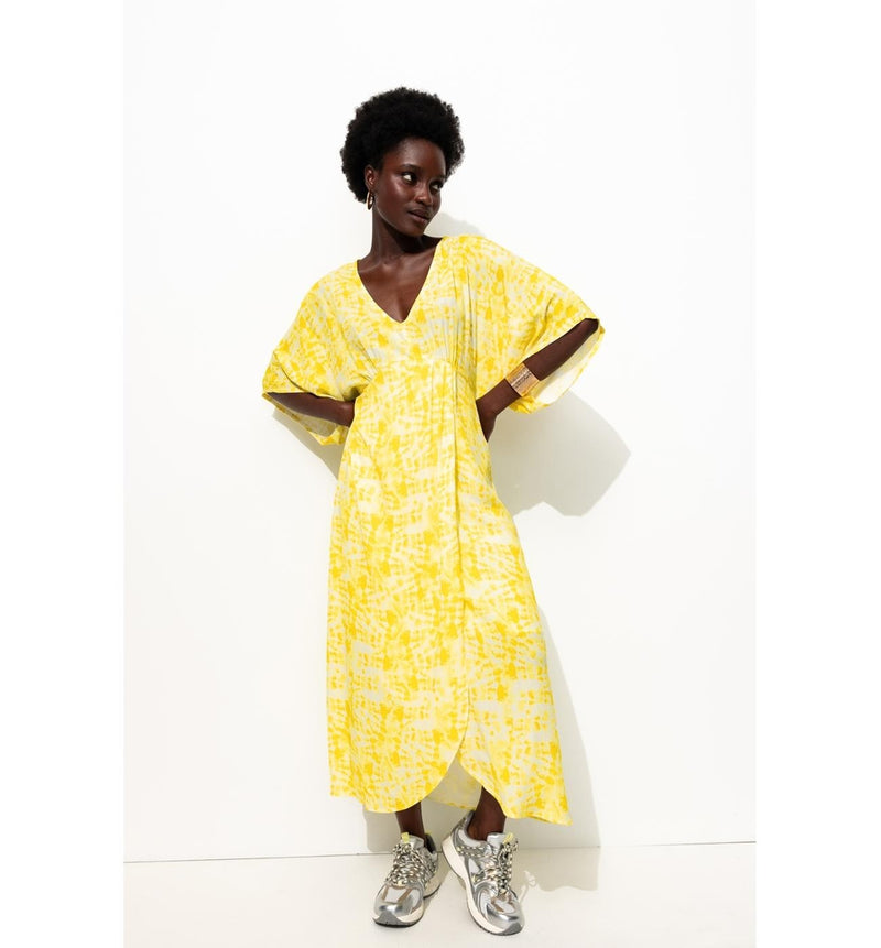 Robe Longue Imprimée Femme - Jaune Imprime