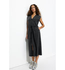 Robe Midi en Jersey Femme - Noir Uni Fonce