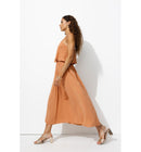 Robe Longue Brodée Femme - Marron Uni Fonce