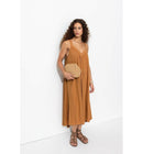 Robe Mi-longue Évasée - Rose Uni Colore