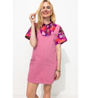 Robe-salopette en Toile Femme - Rose Uni Colore