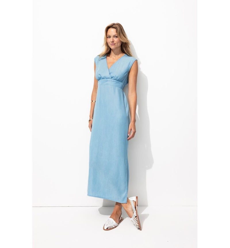 Robe Longue sans Manches Femme - Jeans Uni Clair