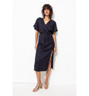 Robe Midi Éco-conçue - Bleu Uni Fonce