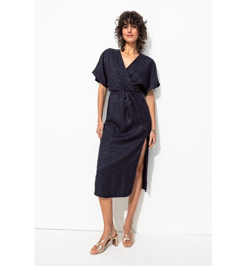 Robe Midi Éco-conçue - Bleu Uni Fonce
