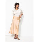 Jupe Mi-longue en Satin Uni - Naturel Uni Clair