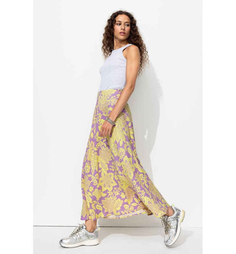 Jupe Longue Imprimée Femme - Violet Imprime
