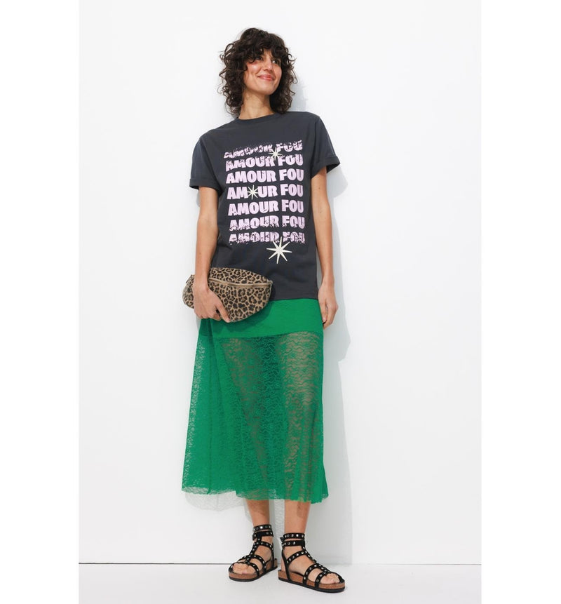 Jupe Longue en Dentelle Femme - Vert Uni Colore