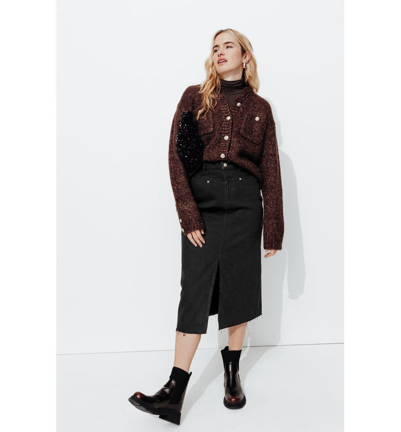 Jupe Midi en Jean Femme - Jeans Uni Fonce