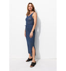 Jupe Midi en Maille Filet - Bleu Uni Colore