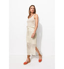 Jupe Midi en Maille Filet - Naturel Uni Clair
