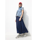 Jupe Longue en Satin Femme - Bleu Uni Fonce