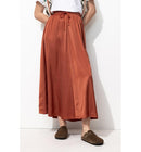Jupe Longue en Satin Femme - Marron Uni Clair