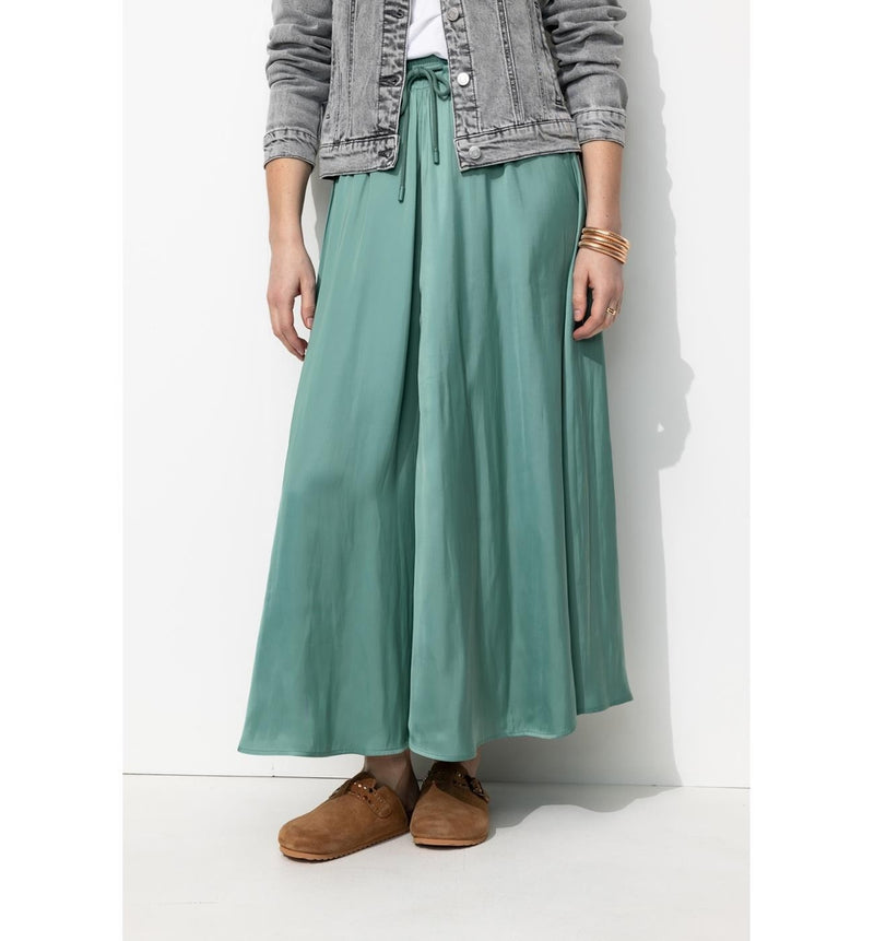 Jupe Longue en Satin Femme - Gris Uni Fonce