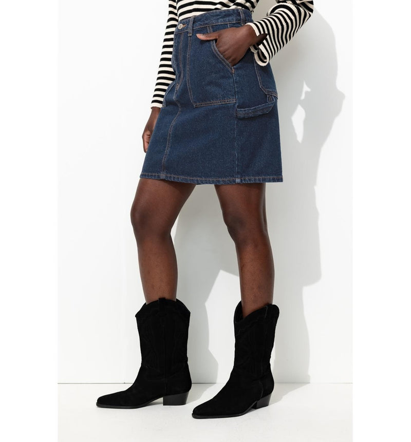 Jupe Courte en Jean Brut Femme - Jeans Uni Fonce
