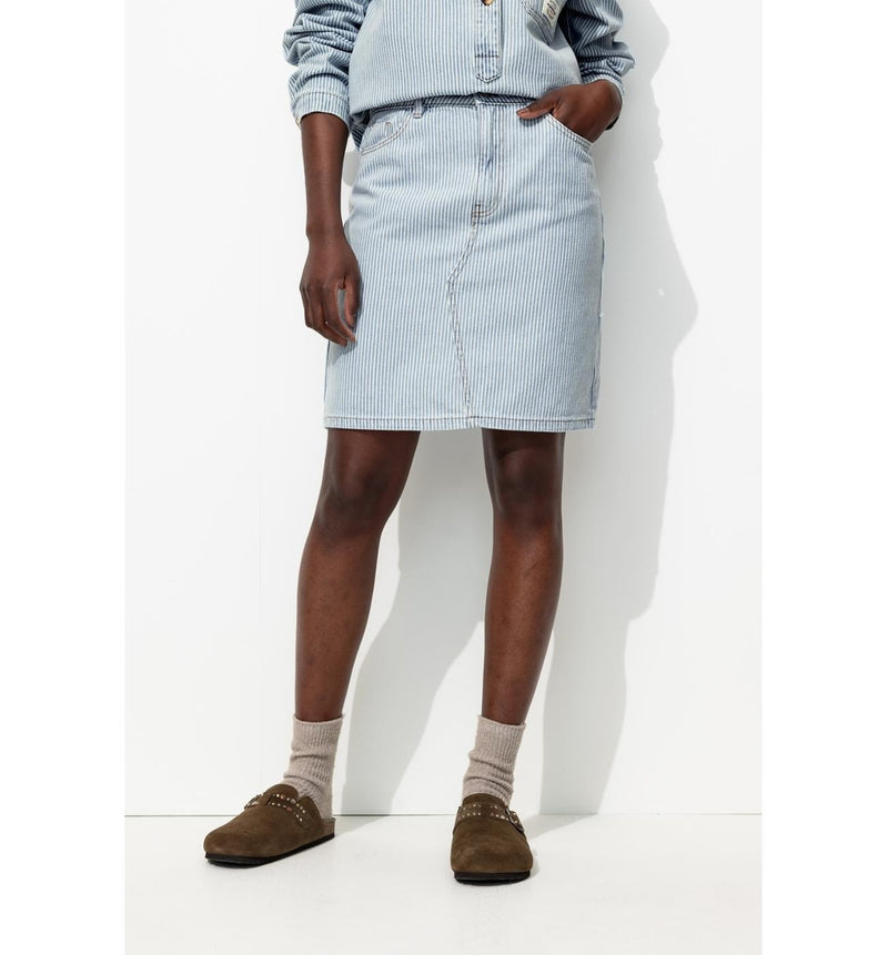 Jupe Courte en Jean Rayé Femme - Multicolore Raye