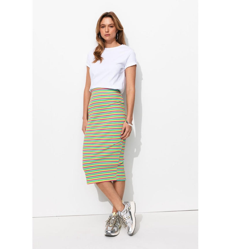 Jupe Midi Rayée Femme - Multicolore Raye